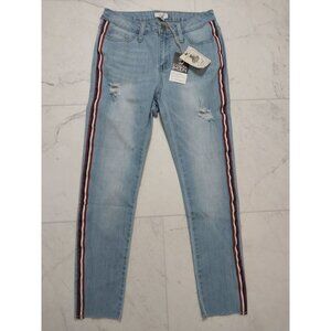 NWT Easel Los Angeles Light Wash Side Stripe  Ankle Jeans Sz S